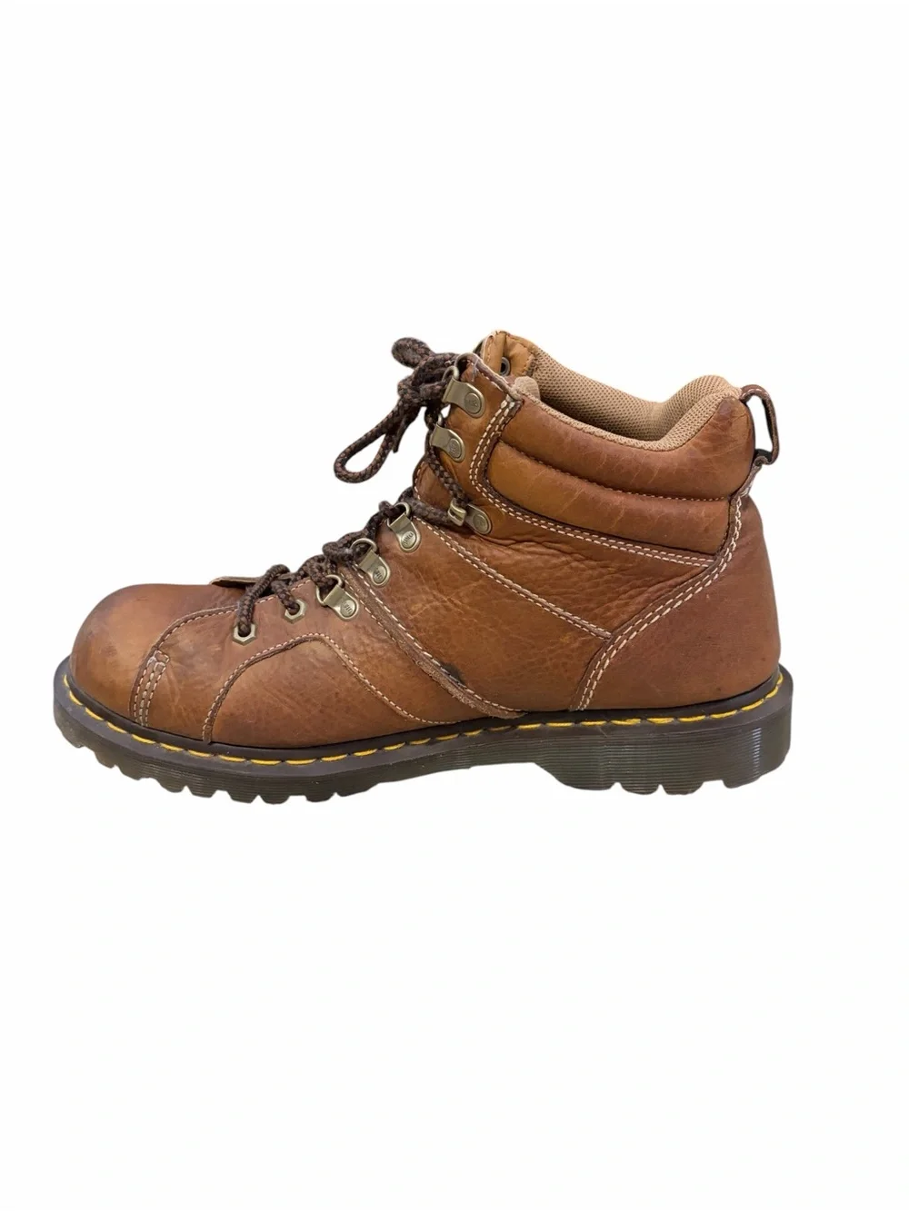 Dr Martens Fynn Chunky Lace Up Boots Mens 12 Brown Leather Ankle Boots